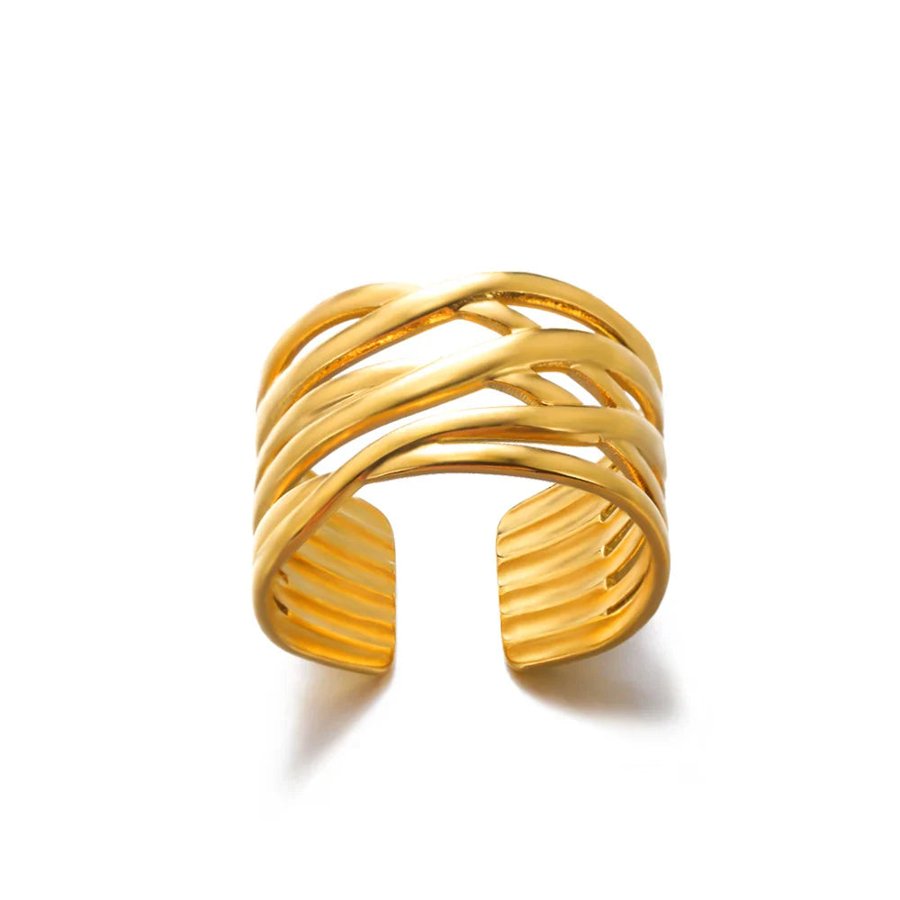 Stainless Steel Round Rings For Women Zircon Geometric Gold Color Crystal Ring Aesthetic Wedding Party Jewerly Gift Bague Femme Vera Lux