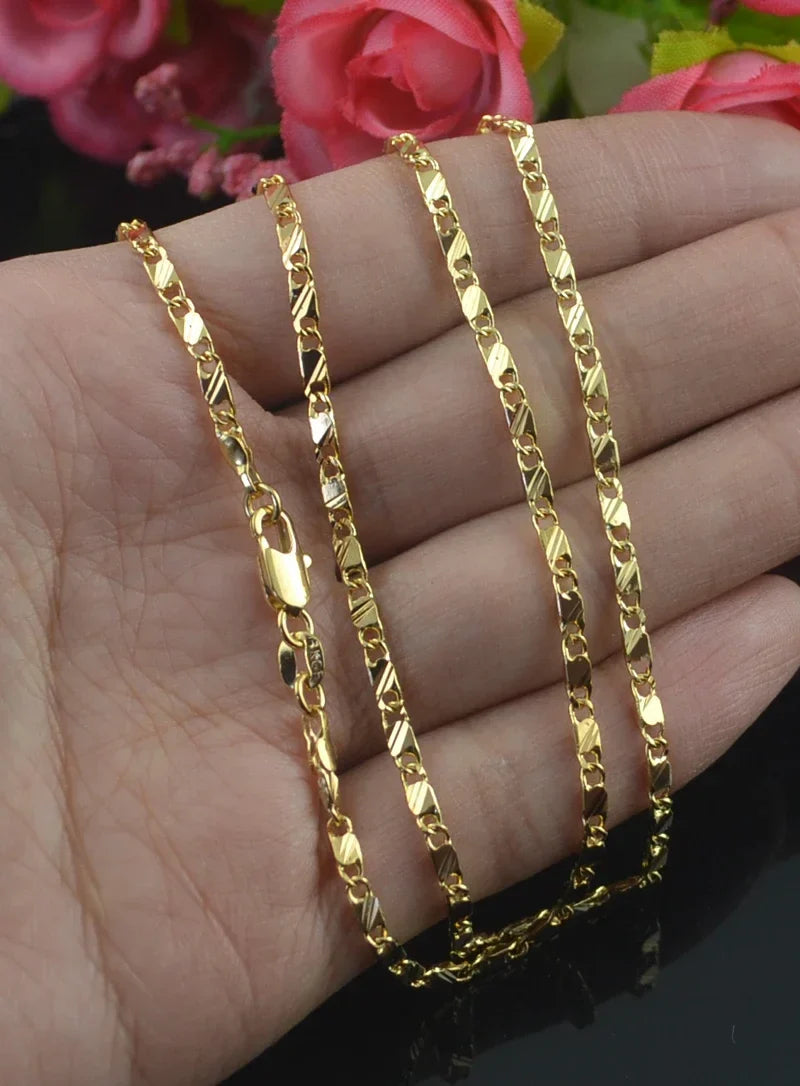 Exquisite Fashion 18K Gold Filled Necklace For Women Men Size 16-30 Inch Jewelry Chain Wholesale Vera Lux