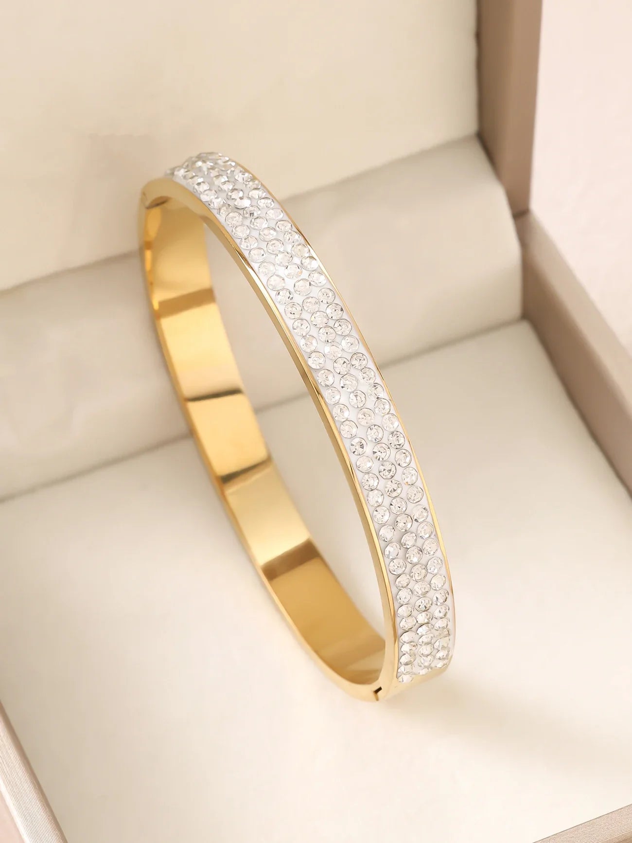 1pc 18K Gold Plated Stainless Steel Stackable Bracelet With Chain And Clover Design, Fashion Style For Women, Suitable For Casua Vera Lux