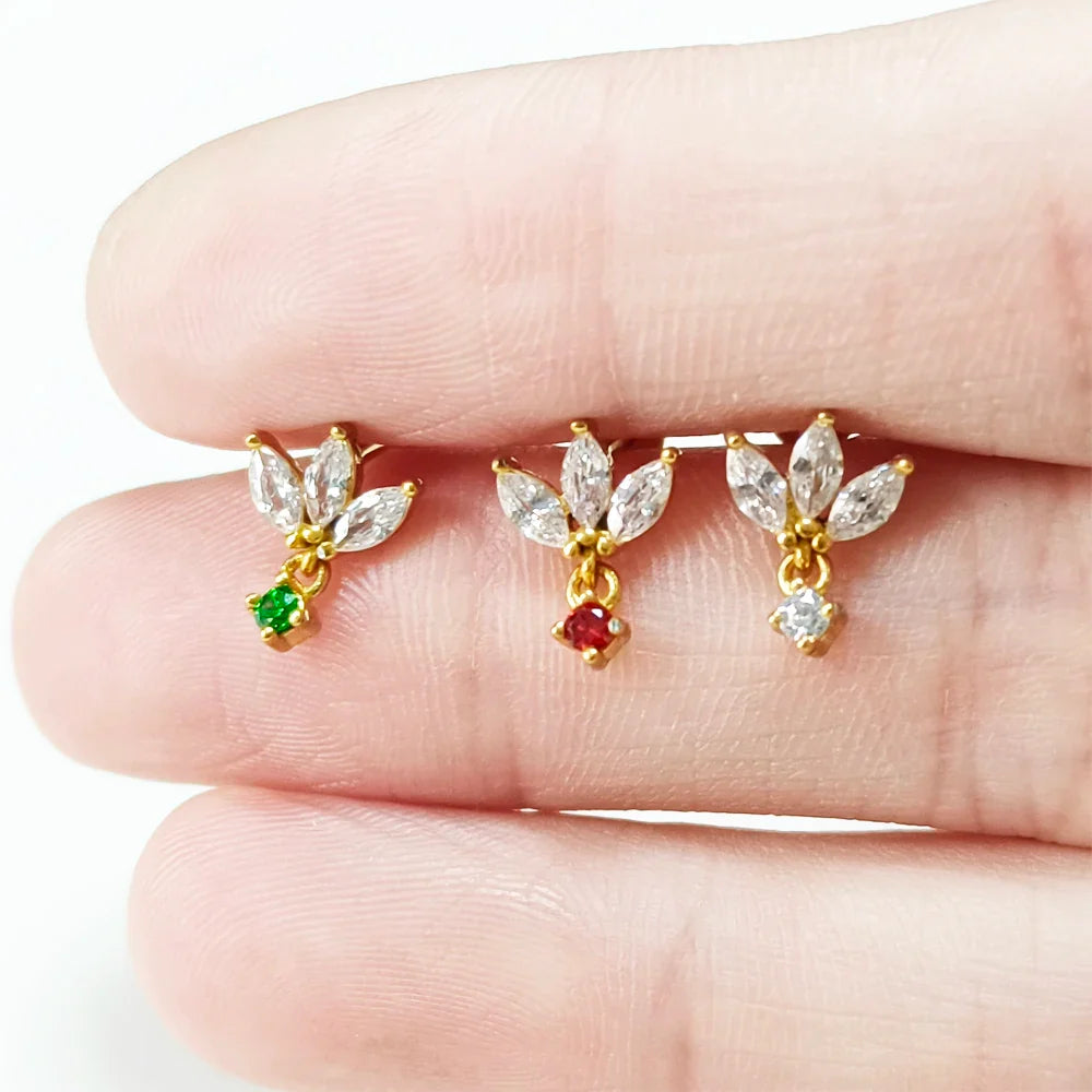 Lightning Internal Thread Labret Piercing Crown Bee Flowers Cartilage Earring Tragus Conch 316L Stainlesss Steel Body Jewelry Vera Lux