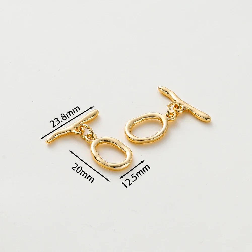 4 Sets 14K/18K Gold Color Plated Brass O Toggle Clasps Connector for DIY Bracelet Necklace Jewelry Making Findings Accessories Vera Lux