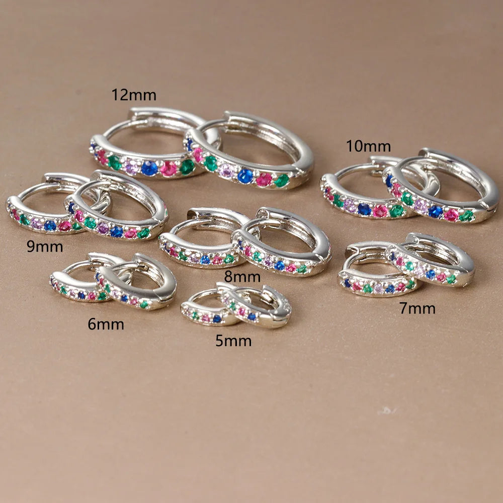2PCS Stainless Steel Minimal Crystal Zirconia Hoop Earrings Gold Silver Color Small Huggie Cartilage Earring Piercing Jewelry Vera Lux