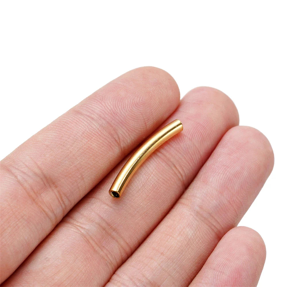 10Pcs/Pack Stainless Steel Curved Tube Spacer Beads Connectors For Handmade DIY Jewelry Making Bracelet Necklace Accessories Vera Lux
