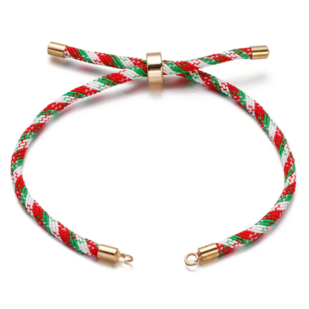 1pc Adjustable Nylon Braided Twisted Cords Slider Friendship Bracelets with Brass Cord End for Jewelry Making DIY Findings Vera Lux