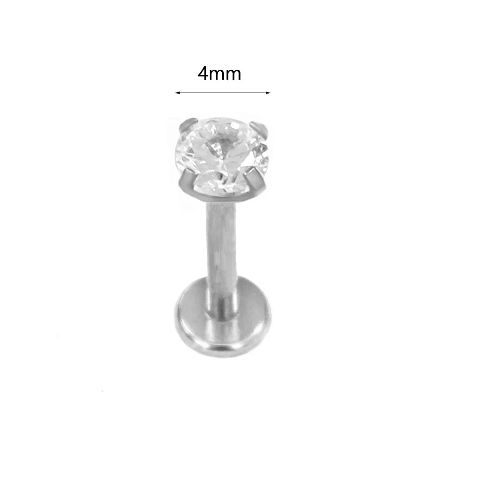 100% 316L Surgical Steel Flower Labret Piercing Butterfly Bee Tragus Snake Cartilage Helix Flat Back CZ Earrings Body Jewelry Vera Lux