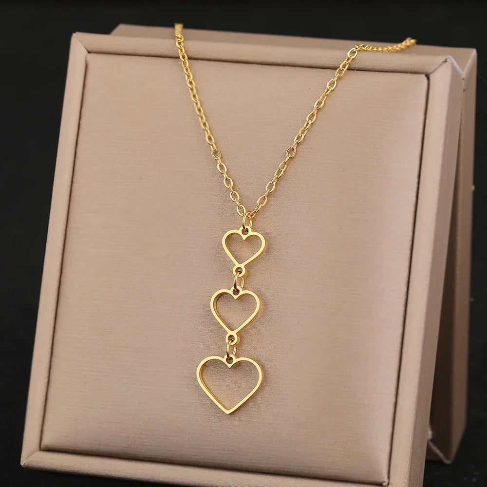 Stainless Steel Necklaces Elegant Exquisite Heart Infinity Symbol Heartbeat Pendants Chain Trend Fine Necklace For Women Jewelry Vera Lux