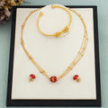 Crystal Earrings Bracelet Pendant Jewelry Set Gold Plated Necklace Elegant Women Fashion Trendy Bohemia Luxury Party Gift Bride Vera Lux