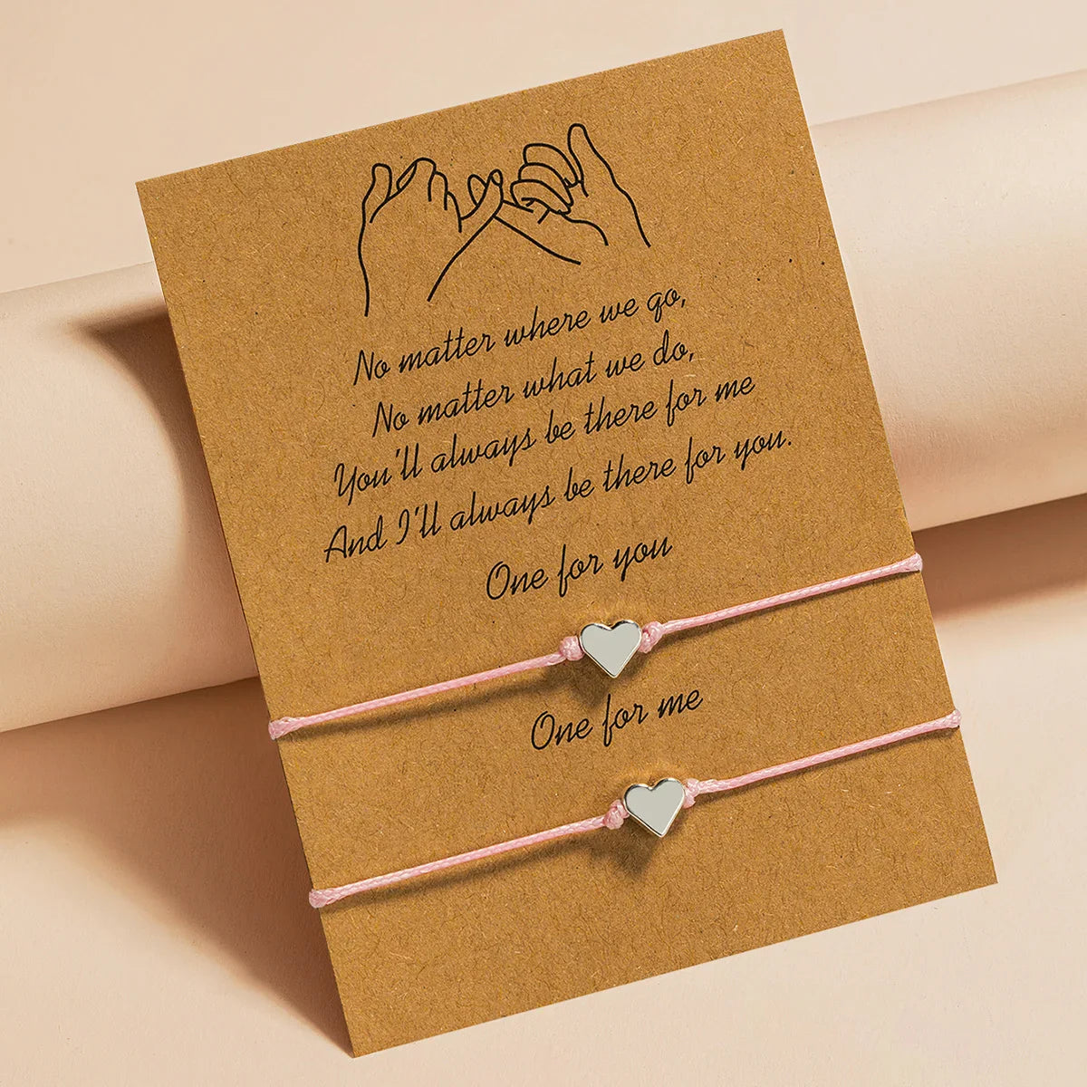 2 PCS Card Sets of Minimalist Casual Style Copper Heart Adjustable Rope Chain Couple Bracelet Jewelry Valentine's Day Gift Vera Lux