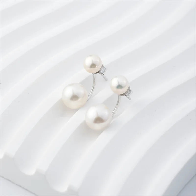 S925 Silver Small Pearl Stud Earrings Nearly Round, Subtle Elegance, Versatile Ear Adornments Vera Lux