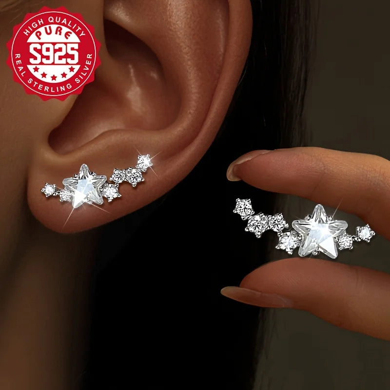 S925 Silver Stud Earrings, S925 Silver, Glittering, Glittering, Glittering, Glittering, S925 Silver Vera Lux
