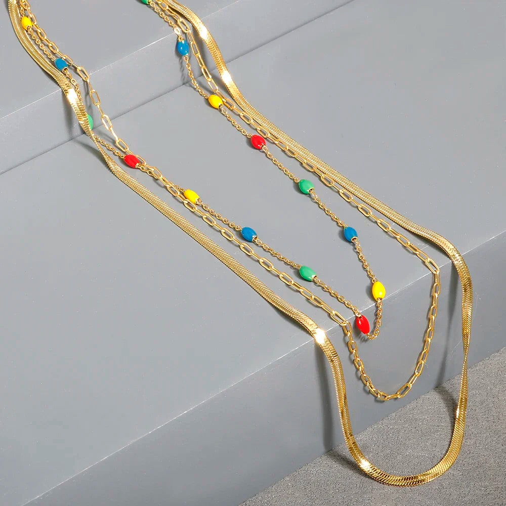 Stainless Steel Vintage Textured Delicate Necklace Vera Lux