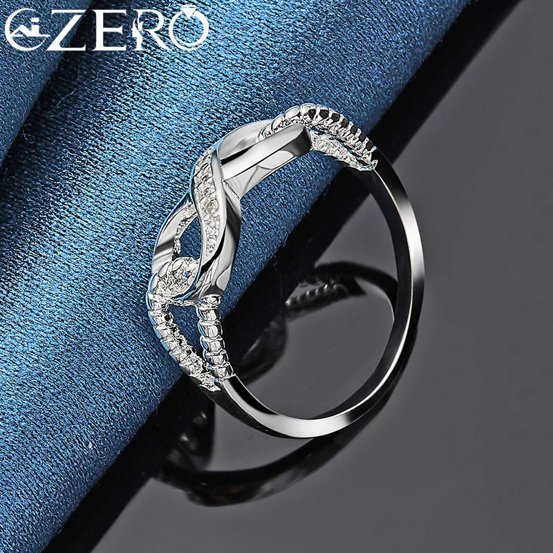 ALIZERO 925 Sterling Silver Zircon 8-Shape Ring for Women Wedding Rings Engagement Band Eternal Manifesto Jewelry Couple Gift Vera Lux