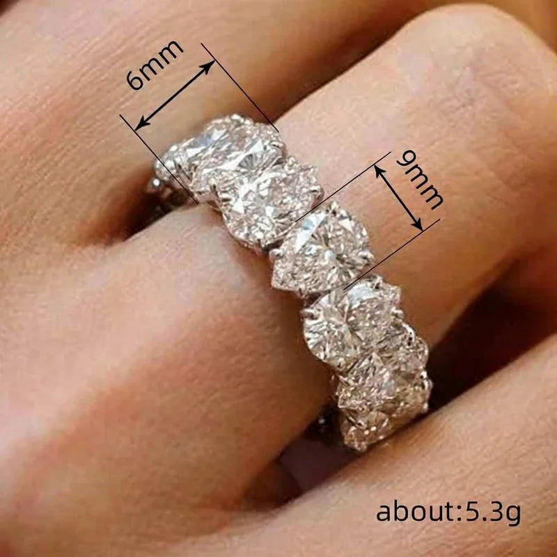 925 Sterling Silver Pear Cubic Zircon Promise Rings for Women Fashion Luxury Wedding Band Accessories Female Jewelry Gift Vera Lux