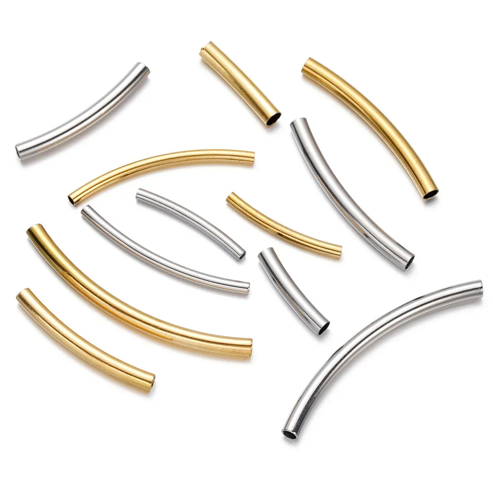 10Pcs/Pack Stainless Steel Curved Tube Spacer Beads Connectors For Handmade DIY Jewelry Making Bracelet Necklace Accessories Vera Lux