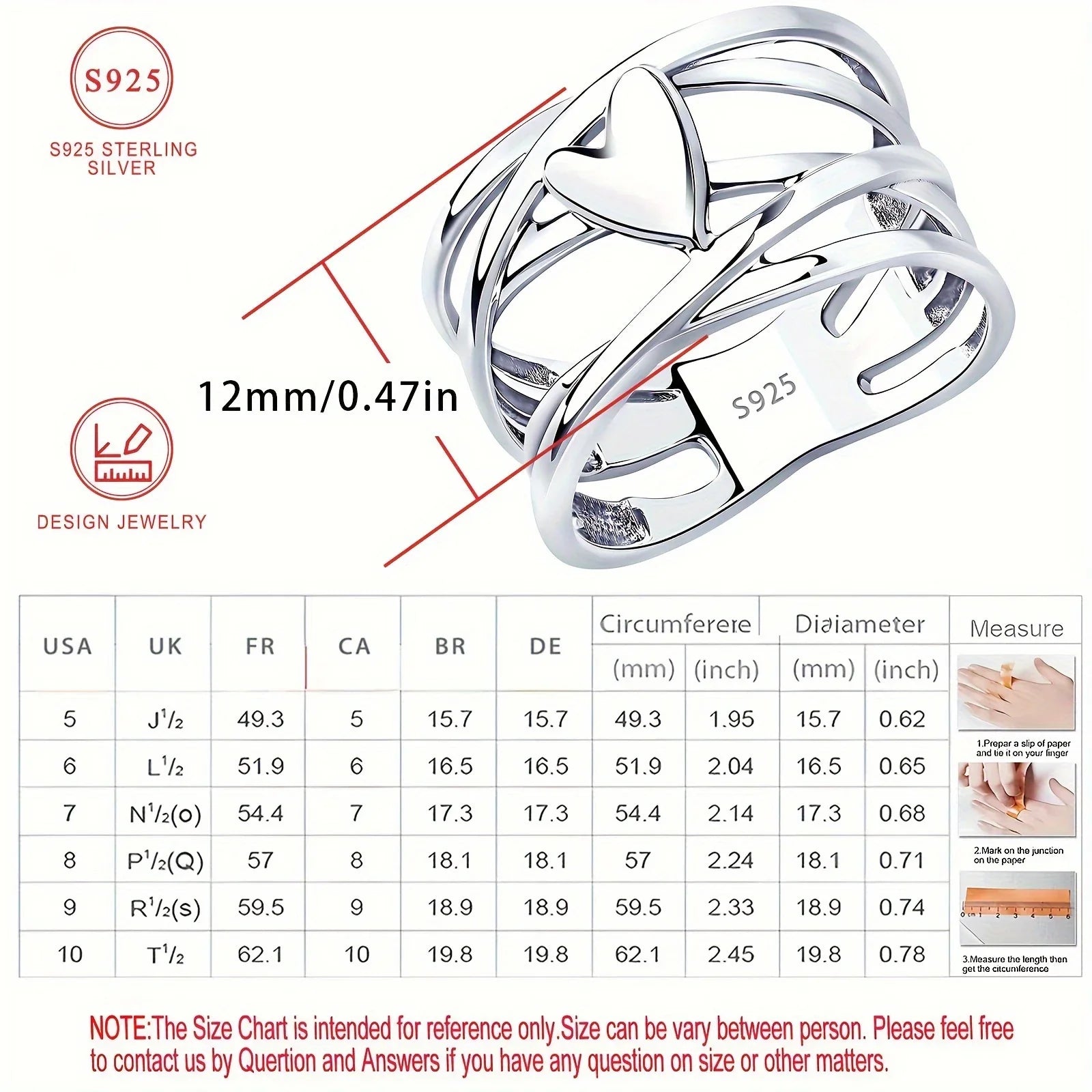 Chic French Style 925 Sterling Silver Heart-Shaped Ring Unique Design Women's Fashion Jewelry Perfect for Everyday Accessories Vera Lux