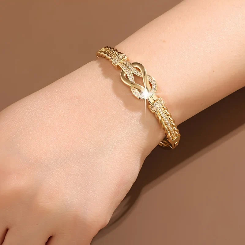 1Pcs Zircon Bangles Elegant And Simple Women's Bracelet Gold Silver Bracelet Cross Buckle Fashion Accessories Vera Lux