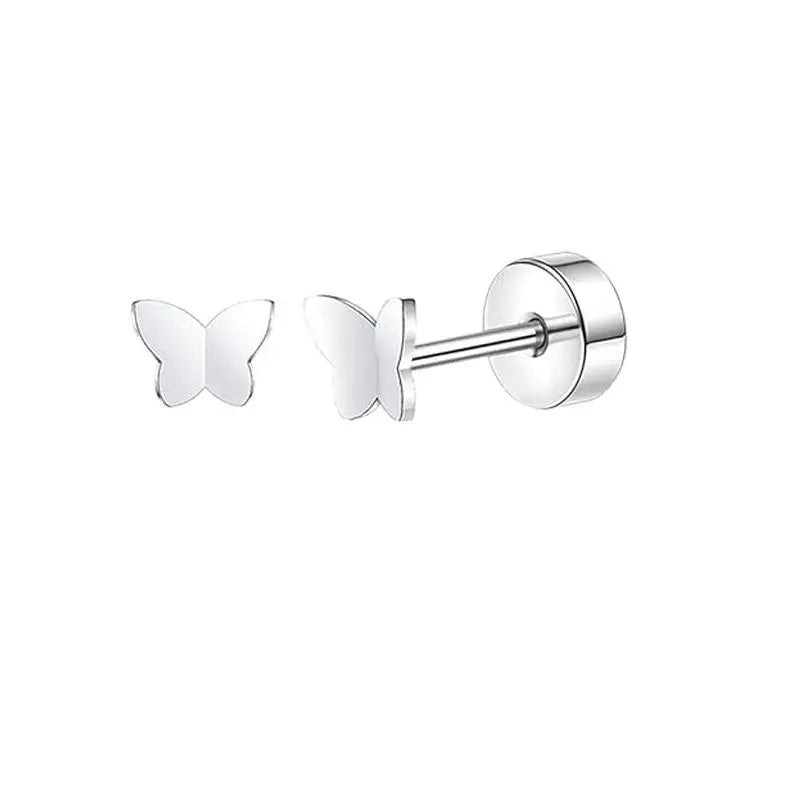 2PCS/Set Stainless Steel Heart Moon Earbone Stud Screw Ball Stud Earrings for Women Fashion Ear Tragus Cartilage Body Piercing Vera Lux
