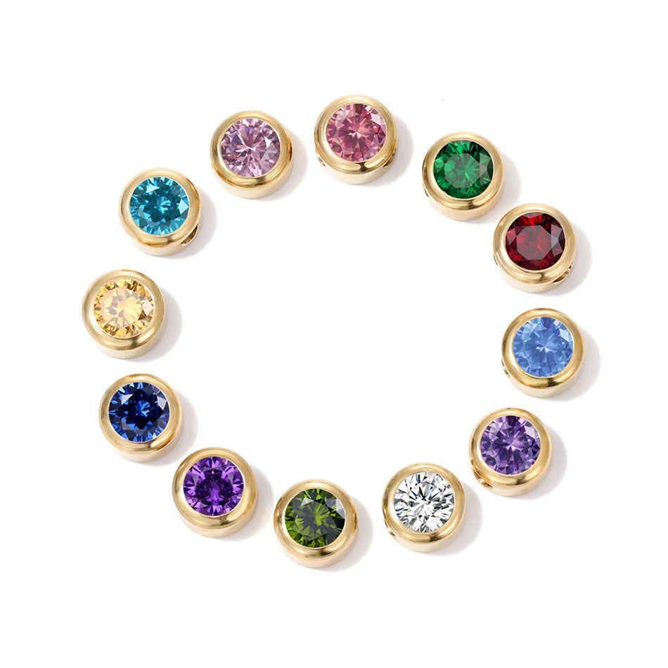 Stainless Steel Charm Rhinestone Necklace Pendant Fashion 12 Colors Birthstone For Jewelry Making Women DIY Accessories Vera Lux