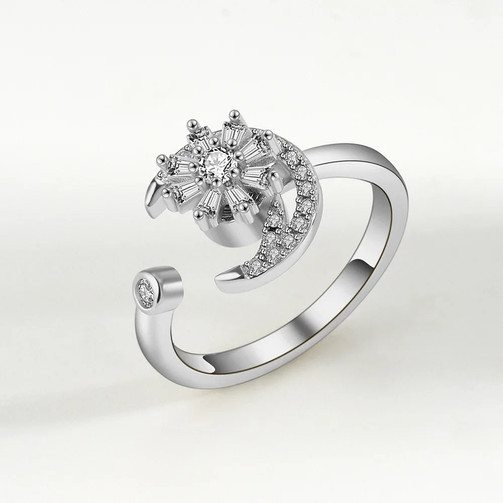 2025 New Rotating Anxiety Knuckle Ring For Women Adjustable And Stackable Open Couple Rings Party Jewelry Gifts Anillo Vera Lux