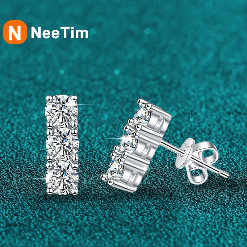 NeeTim 1.2cttw Full Moissanite Stud Earrings for Women 3.5mm Gemstone Lab Diamond Studs Earrings 925 Sterling Silver Jewelry Vera Lux
