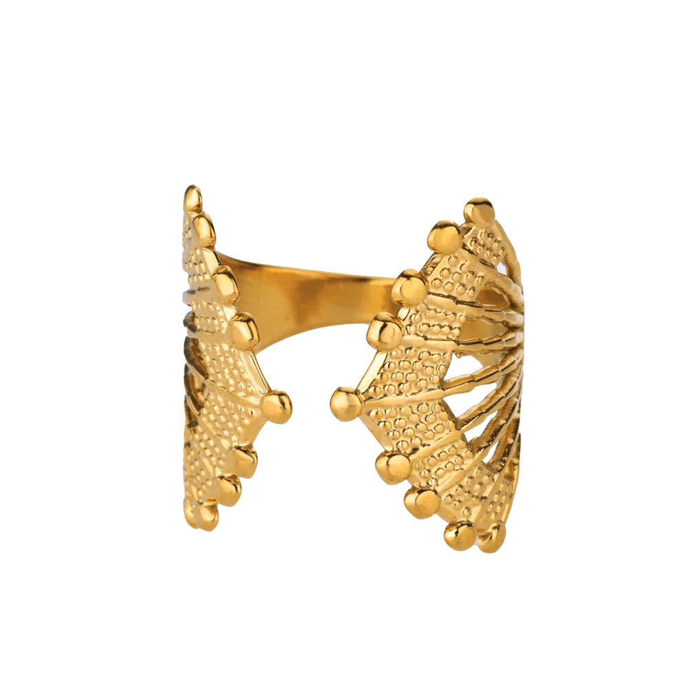 316L Stainless Steel Starfish Shell Rings for Women Gold Color Open Finger Ring Femme Trendy Summer Vacation Ocean Jewelry Gift Vera Lux