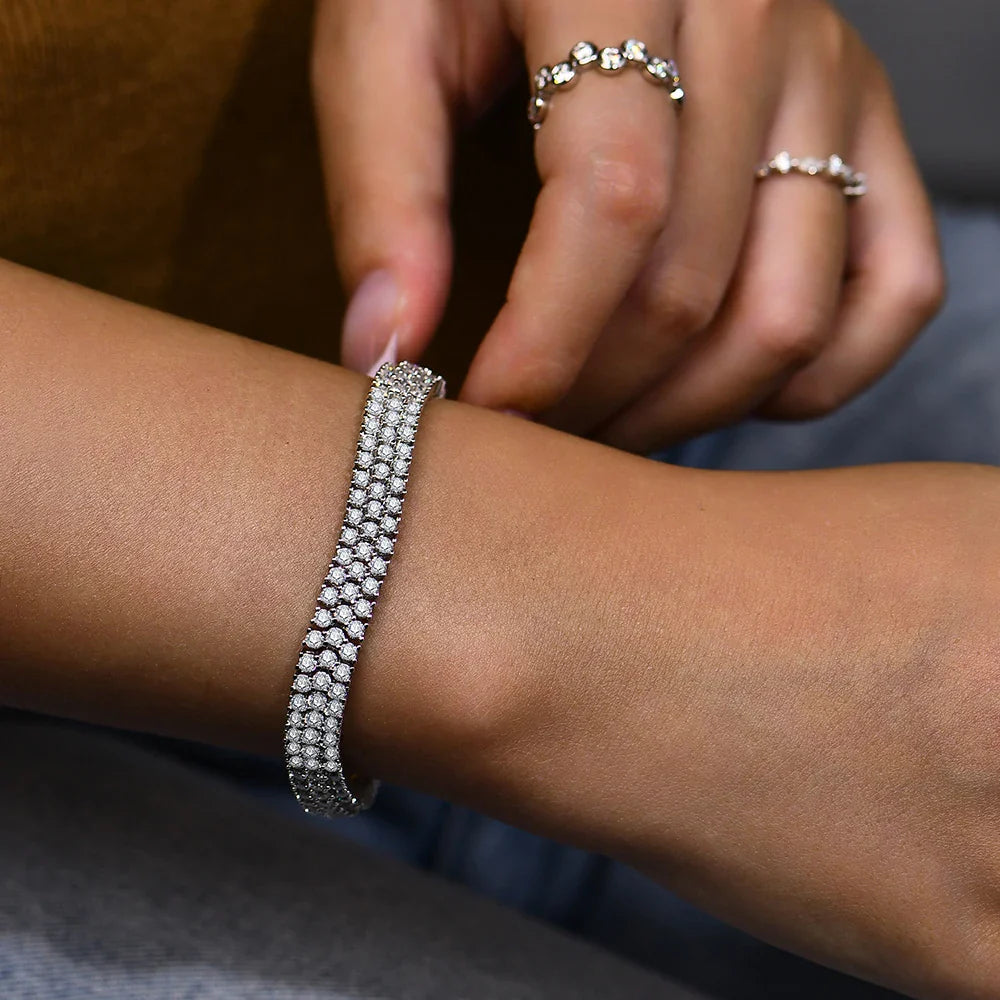 MINTYBOX S925 Sterling Silver All Moissanite Tennis Bracelet for Women D VVS1 Diamond Gold Plated Luxury Wedding Fine Jewelry Vera Lux