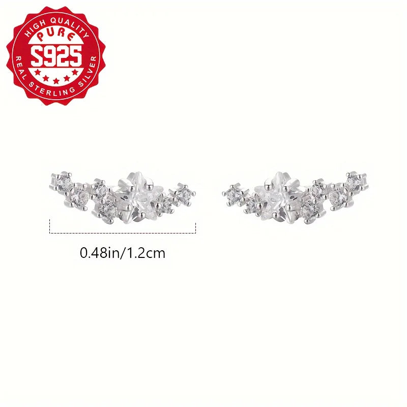 S925 Silver Stud Earrings, S925 Silver, Glittering, Glittering, Glittering, Glittering, S925 Silver Vera Lux