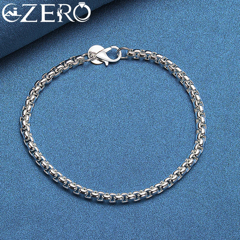 ALIZERO 18K Gold Bracelets 925 Sterling Silver 4mm Round Box Chain Bracelet For Woman Man Fashion Jewelry Wedding Party Gift Vera Lux
