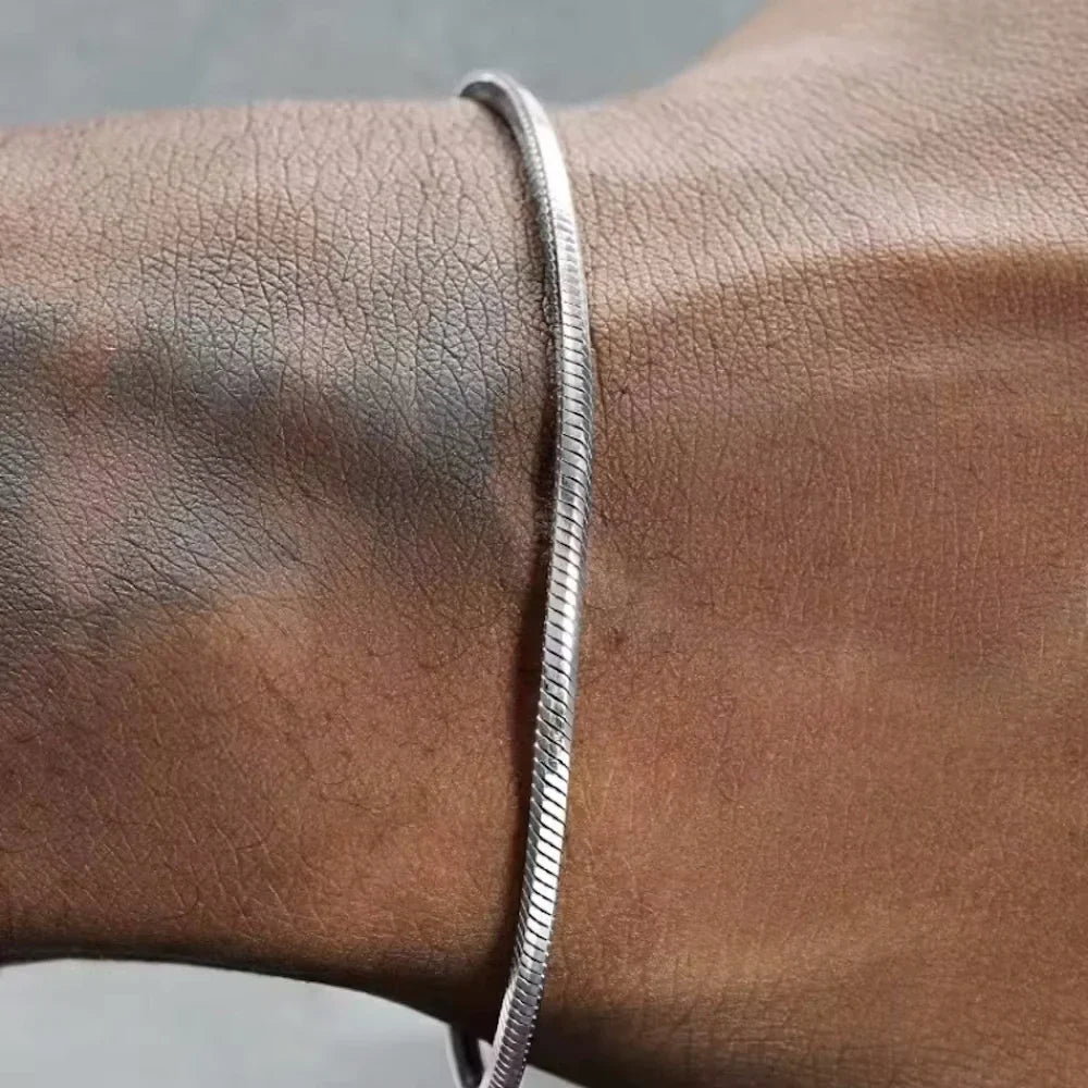 925 sterling silver 3MM Snake Chain Bracelet Men Hip Hop Simple Bracelet For Women Fashion Charm Punk Party Jewelry Wholesale Vera Lux