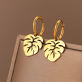 Stainless Steel Earrings Bohemian Tropical Plant Leaves Pendants Retro Glossy Aesthetic Hoop Earrings For Women Jewelry Girl New Vera Lux