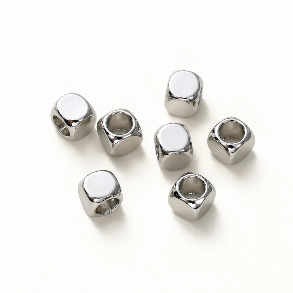 50pcs/lot 14K 18K Gold Brass Cube Square Spacer Beads Loose Charm Bead for DIY Bracelets Necklace Jewelry Making Accessories Vera Lux