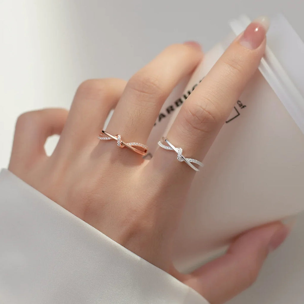 925 Sterling Silver Cross Knotting Zircon Rings For Women Girls Wedding Luxury Jewelry Accessories Jewellery Argent 925 Vera Lux