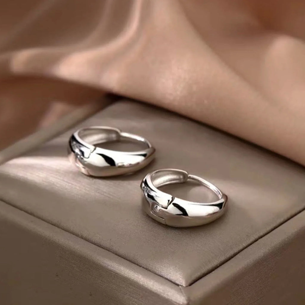 925 sterling silver plain ring earrings, light luxury and high-end earring, elegant and simple earring for women Vera Lux