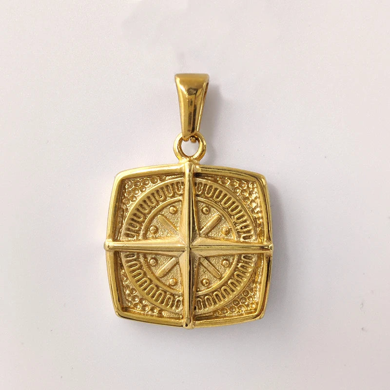 Nautical Compass Pendant Necklace - Waterproof Punk Retro Compass Pendant  | 18K Gold Plated Stainless Steel Jewelry Gift Vera Lux