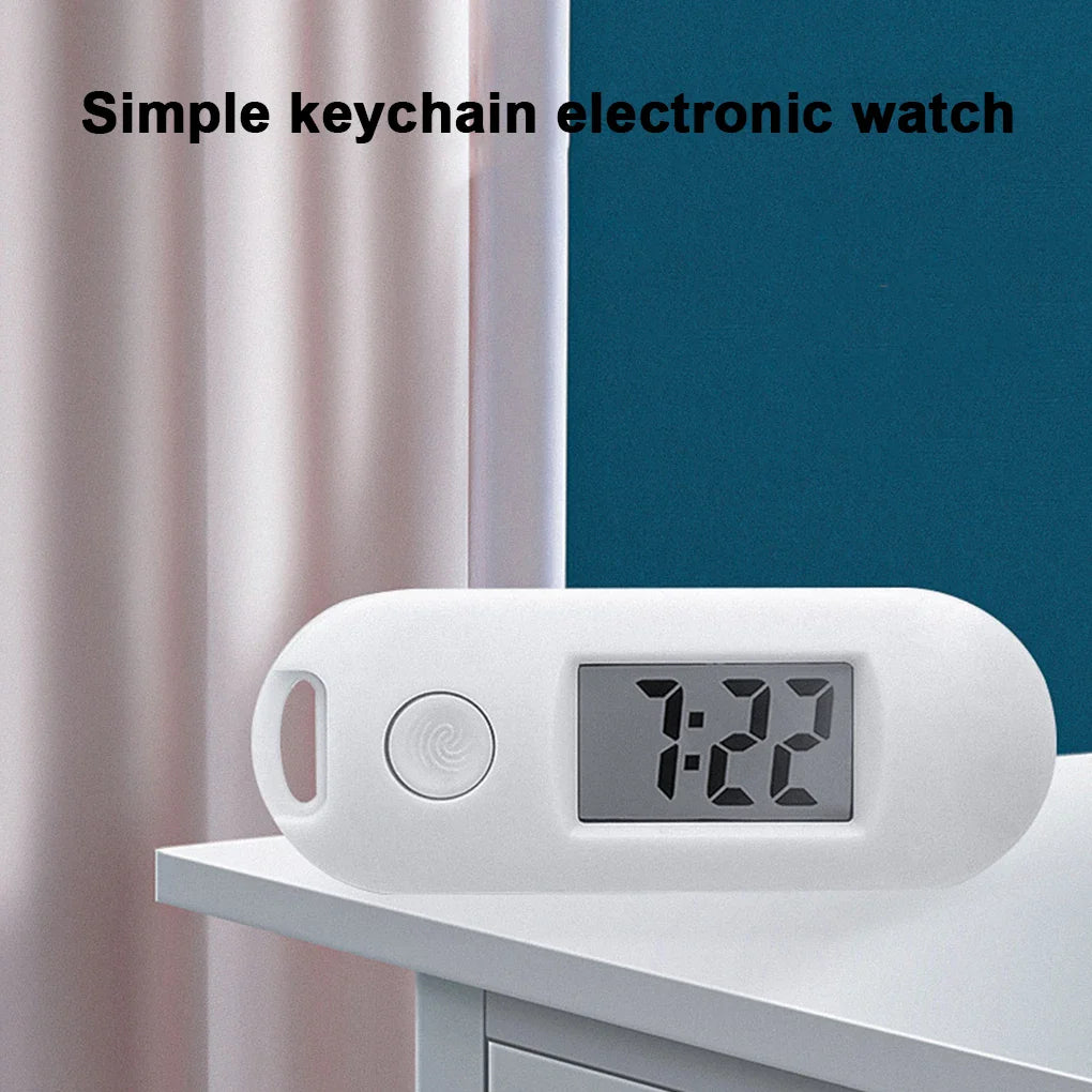 Keychain Pocket Watch Wide Application Compact And Portable Luminous Function Mini Digital Watch white Vera Lux