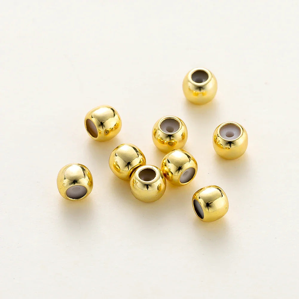 10pcs/lot 14K 18K Real Gold Plated Adjustable Bead With Resine Stopper Spacer Beads Charm Possitioning Beads For Jewelry Finding Vera Lux
