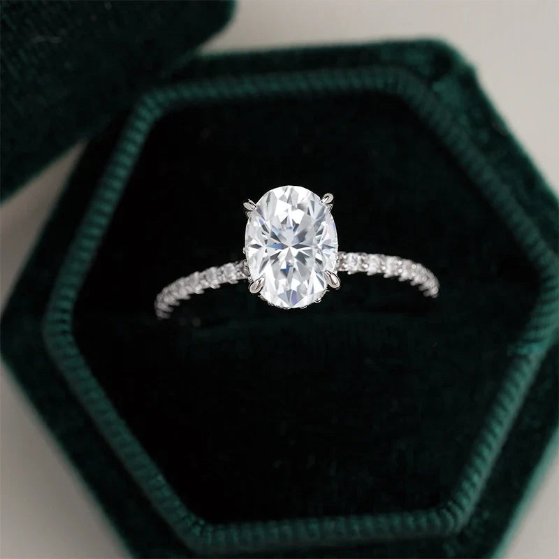 NeeTim 1ct 2ct 3ct Oval Cut Moissanite Rings for Women 925 Sterling Silver Lab Diamond Wedding Engagement Ring Gemstone Band Vera Lux