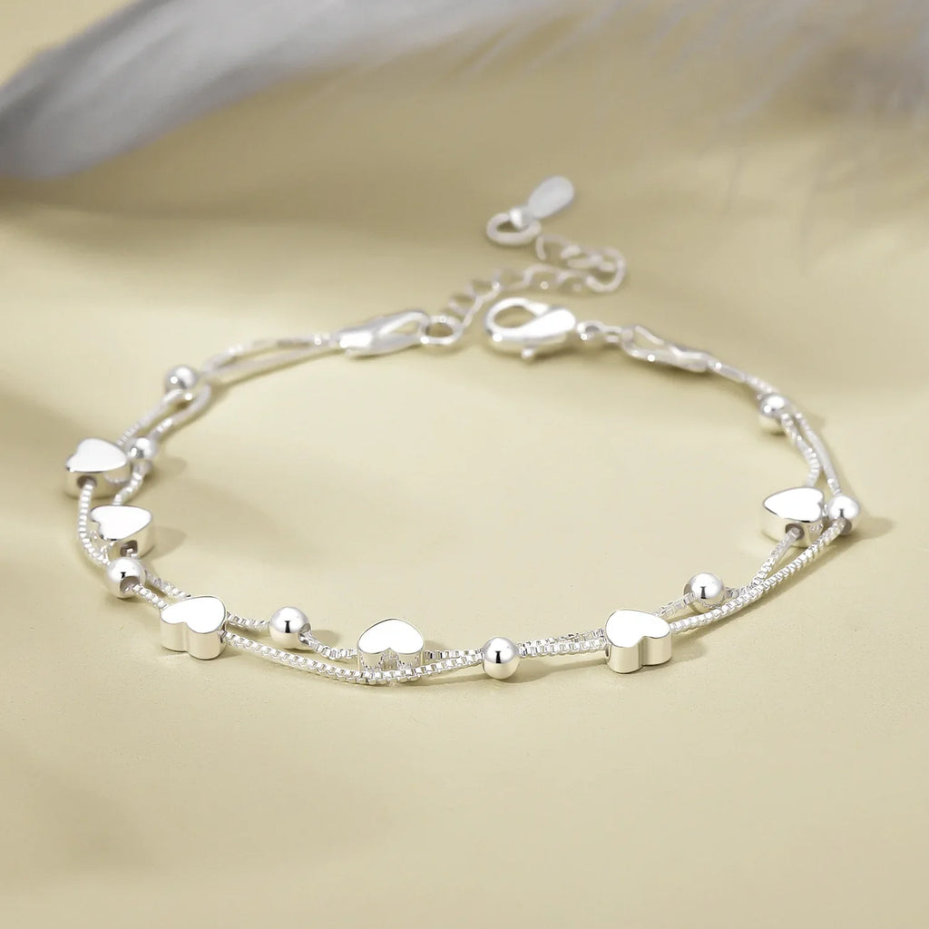 925 Sterling Silver Bracelets Woman Heart Ball Chain Charm Bracelet Couple Designer Jewelry Accessories Wholesale Jewellery Vera Lux
