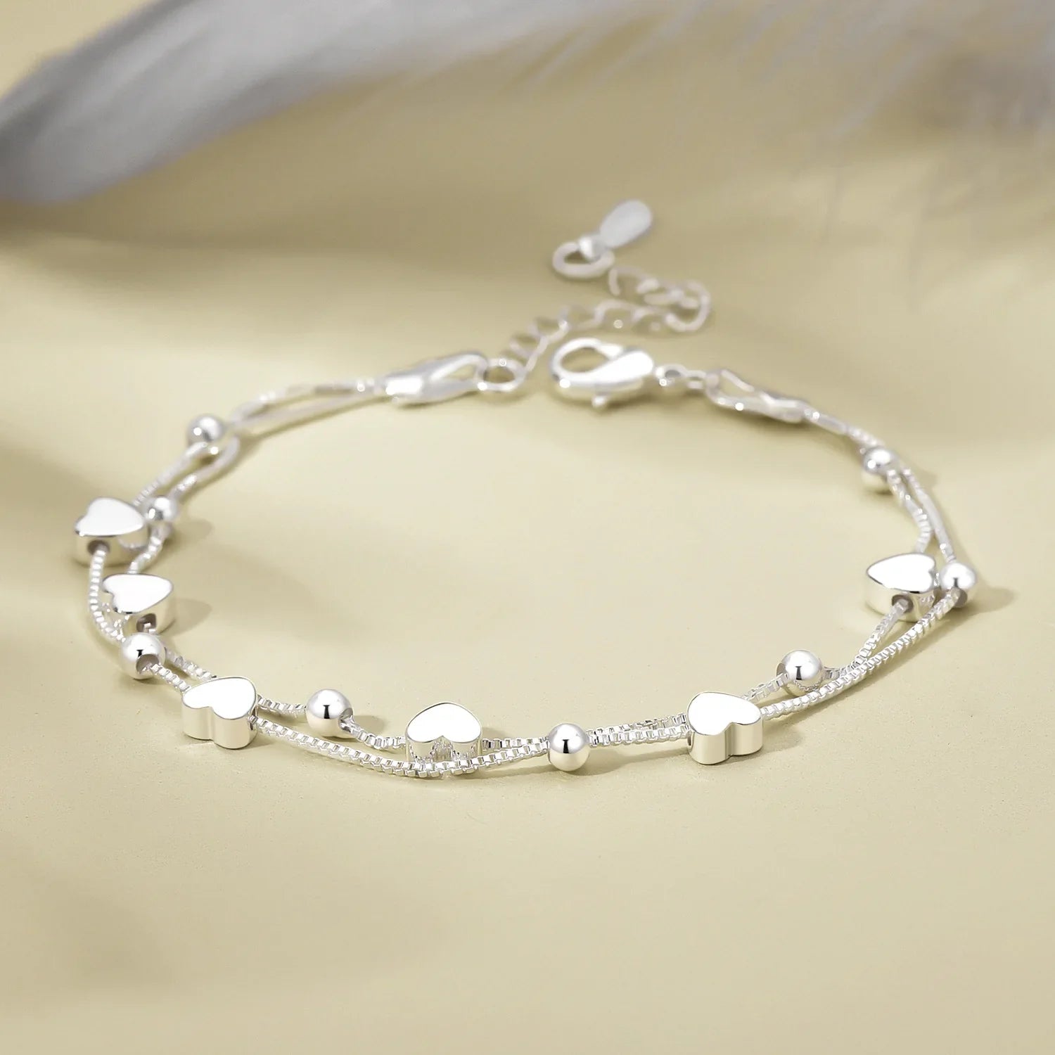 925 Sterling Silver Bracelets Woman Heart Ball Chain Charm Bracelet Couple Designer Jewelry Accessories Wholesale Jewellery Vera Lux