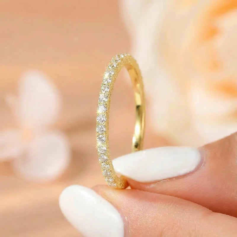 925 Sterling Silver 2mm Fashion Simplicity  Half Full Zircon Stackable Plain Ring For Women Daily Personalized Fine Jewelry Vera Lux