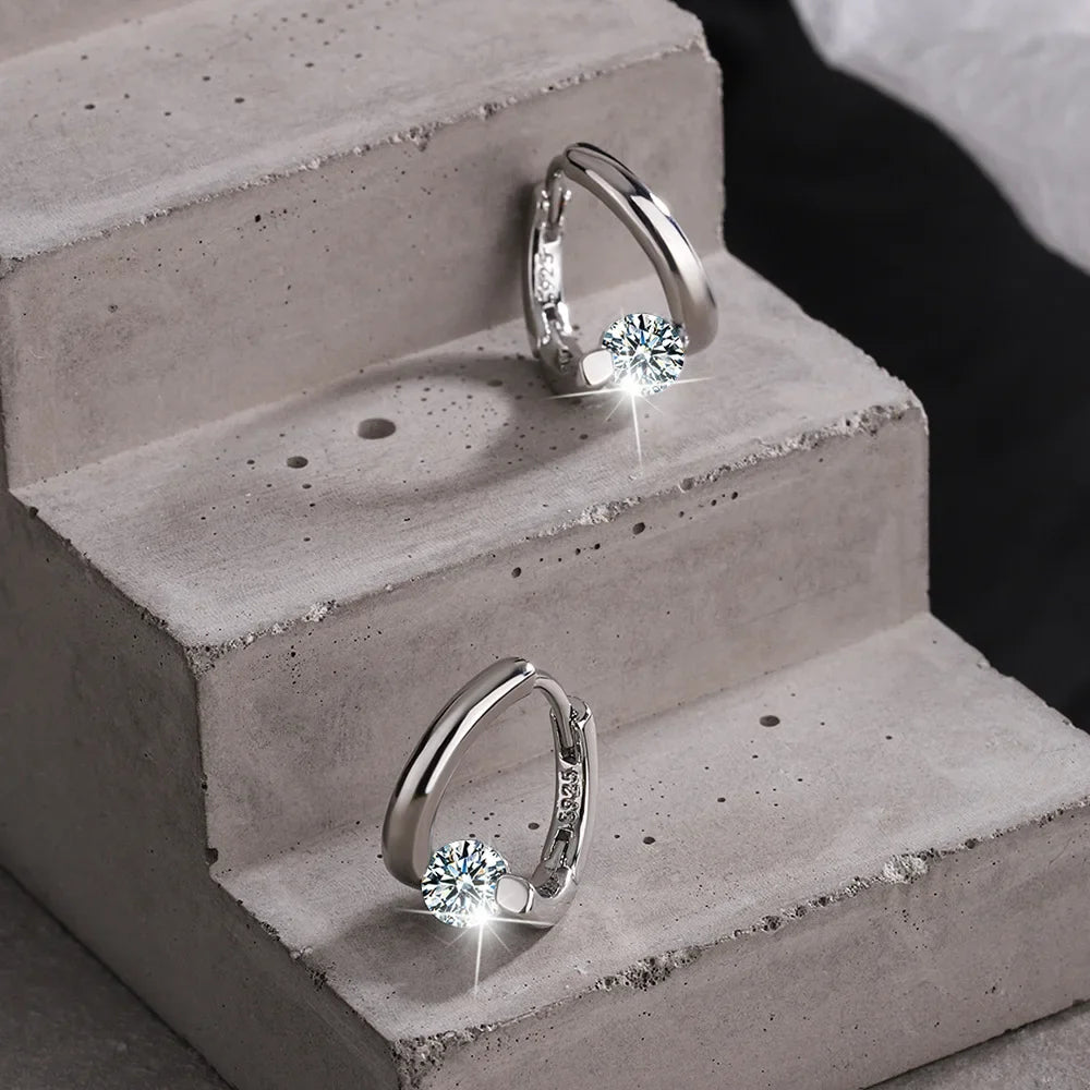 925 Sterling Silver Gold Crystals Simple Earrings For Women Fashion Wedding Luxury Jewelry 2024 Trend Vera Lux