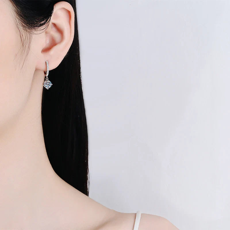 NeeTim 0.5ct 1ct S925 Sterling Silver Moissanite Drop Earrings Trendy Luxury Designer Earing for Women Gift With Certificate Vera Lux