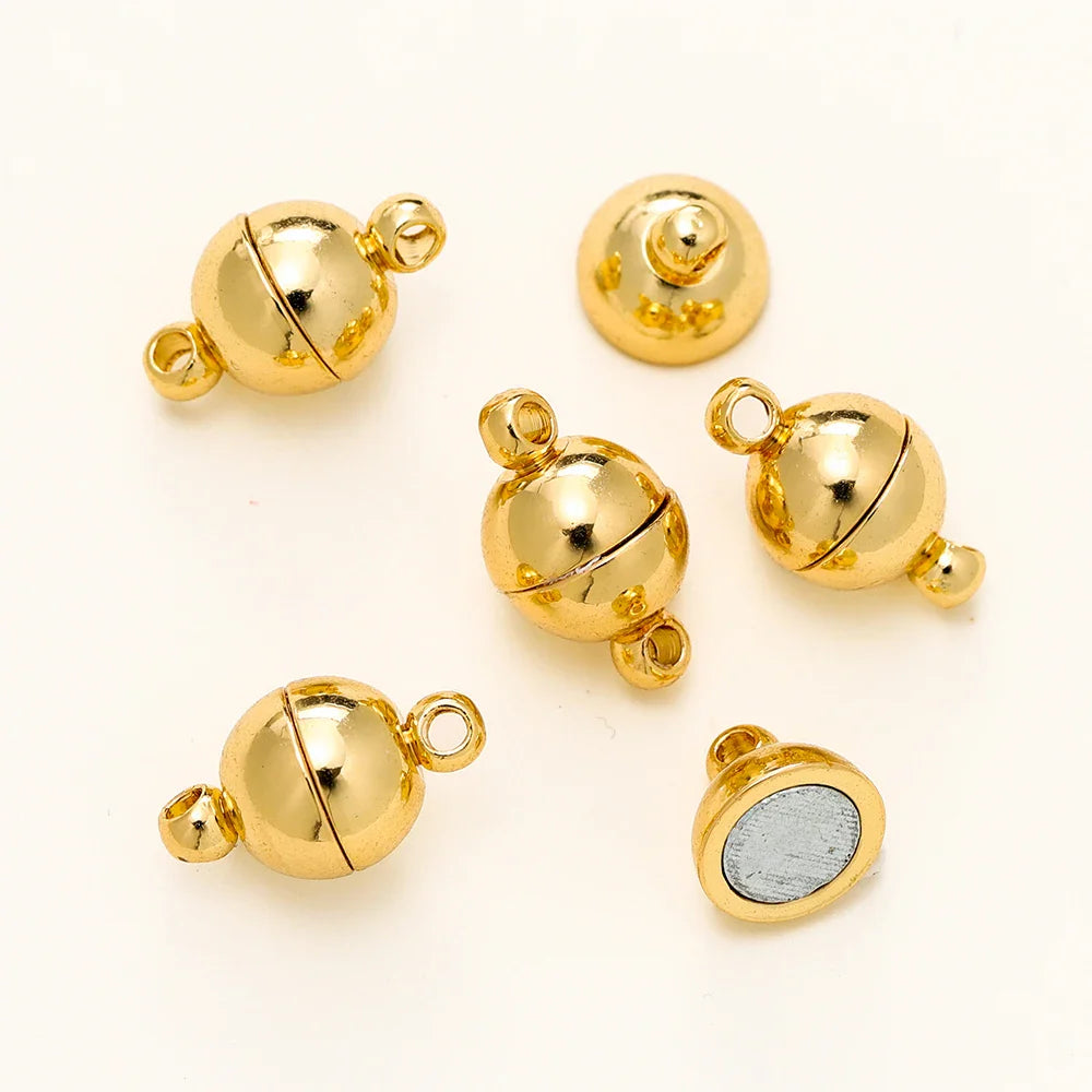 4/6pcs/pack 8*14MM 14K/18K Gold Plated Brass Magnetic Bracelet Clasp Beads for Handmade DIY Jewelry Making Accessories Vera Lux