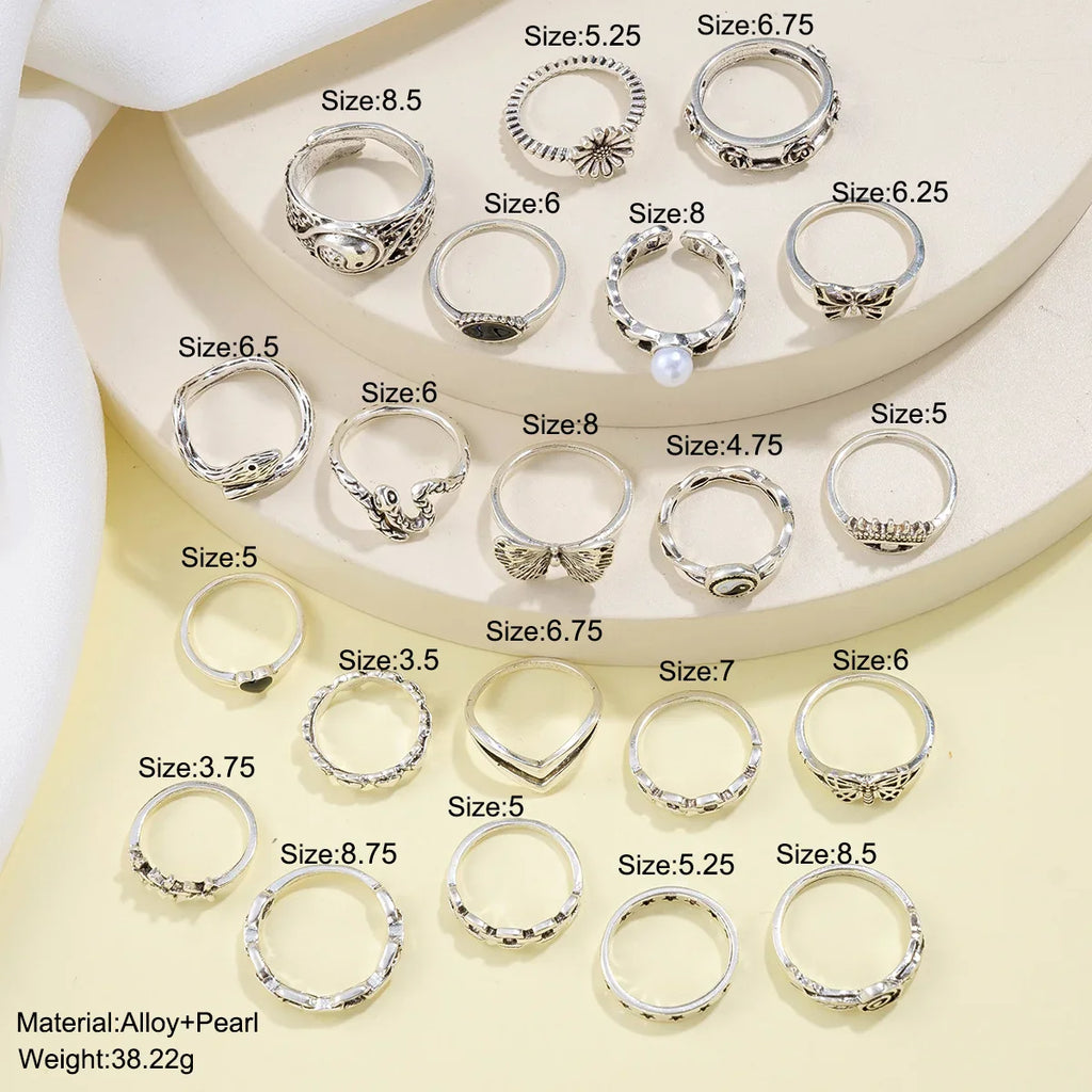 21 Pcs Gothic Rings Set for Women Fashion Simple Snake Butterfly Evil Eye Finger Ring Trendy Punk Jewelry Gifts 2024 New Vera Lux