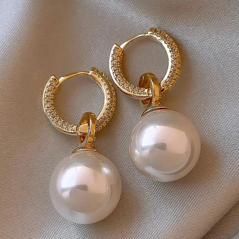 sliver-plated Pearl Zircon Earring for Women Girl Party Gift Circular Temperament Banquet Jewelry Vera Lux