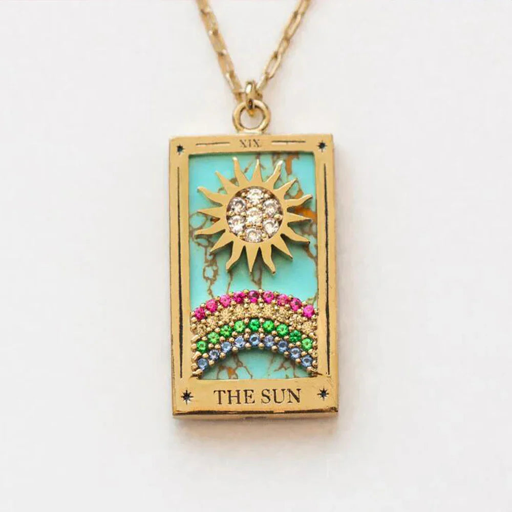 1Pcs Necklace Creative Pendant Tarot Card Elements Sun Star Moon Knight Necklace Pendant Fashion Trendy Accessories Vera Lux