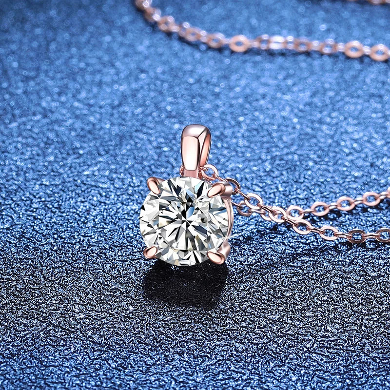 NeeTim 2ct 3ct Moissanite Necklace for Women Sterling Silver 925 with Yellow Rose White Gold Plated Lab Diamond Pendant Necklace Vera Lux