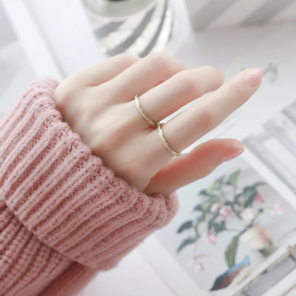 SUNIBI Frosted Stainless Steel Ring for Women Fashion Simple Gold Color Finger Rings Wedding Gifts Girls Jewelry Wholesale Vera Lux