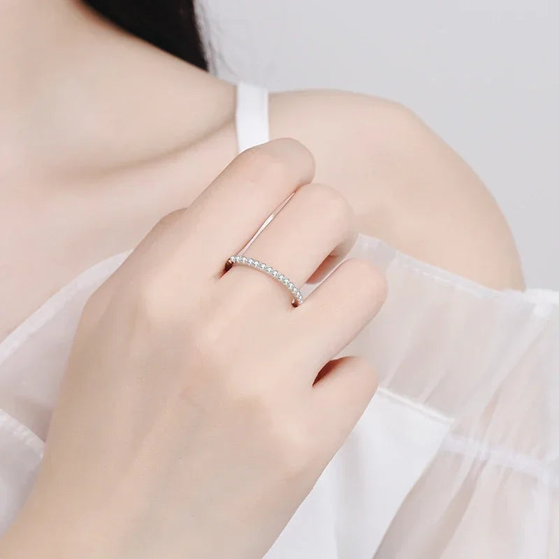 NeeTim Full Moissanite Ring for Woman Wedding Jewelry 925 Sterling Silver with Plated White Gold Rings Diamond Engagement Band Vera Lux