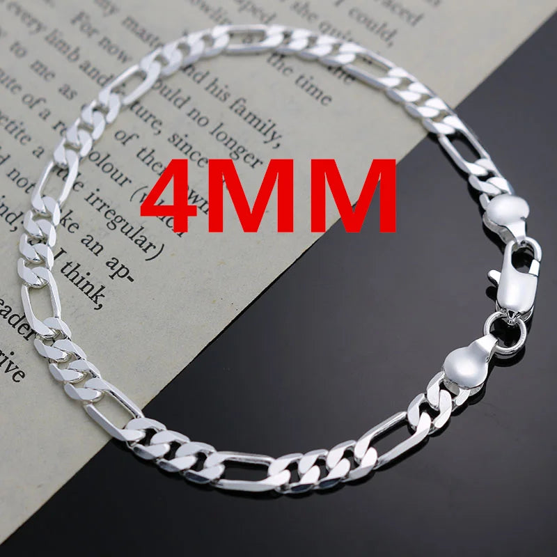 Noble new arrive 925 sterling silver 4MM chain for men Women Bracelet Necklace jewelry set lady Christma gifts charms wedding Vera Lux